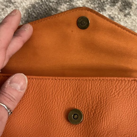 Universal Threads Orange Simulated Leather Clutch or Cosmetic Bag - Picture 3 of 7